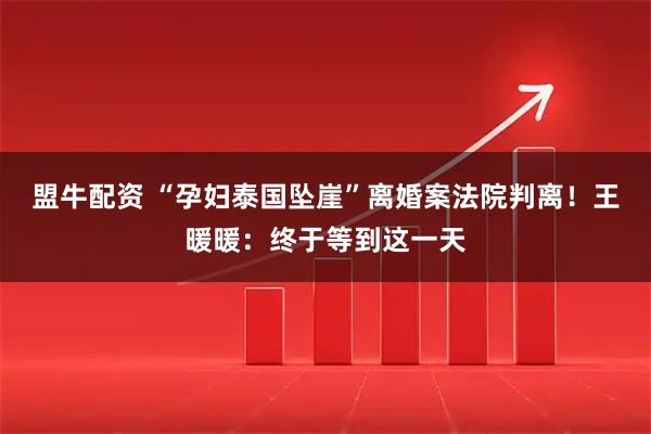 盟牛配资 “孕妇泰国坠崖”离婚案法院判离！王暖暖：终于等到这一天