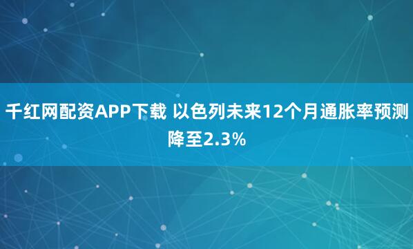 千红网配资APP下载 以色列未来12个月通胀率预测降至2.3%