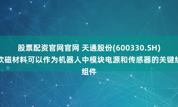 股票配资官网官网 天通股份(600330.SH)：软磁材料可以作为机器人中模块电源和传感器的关键组件